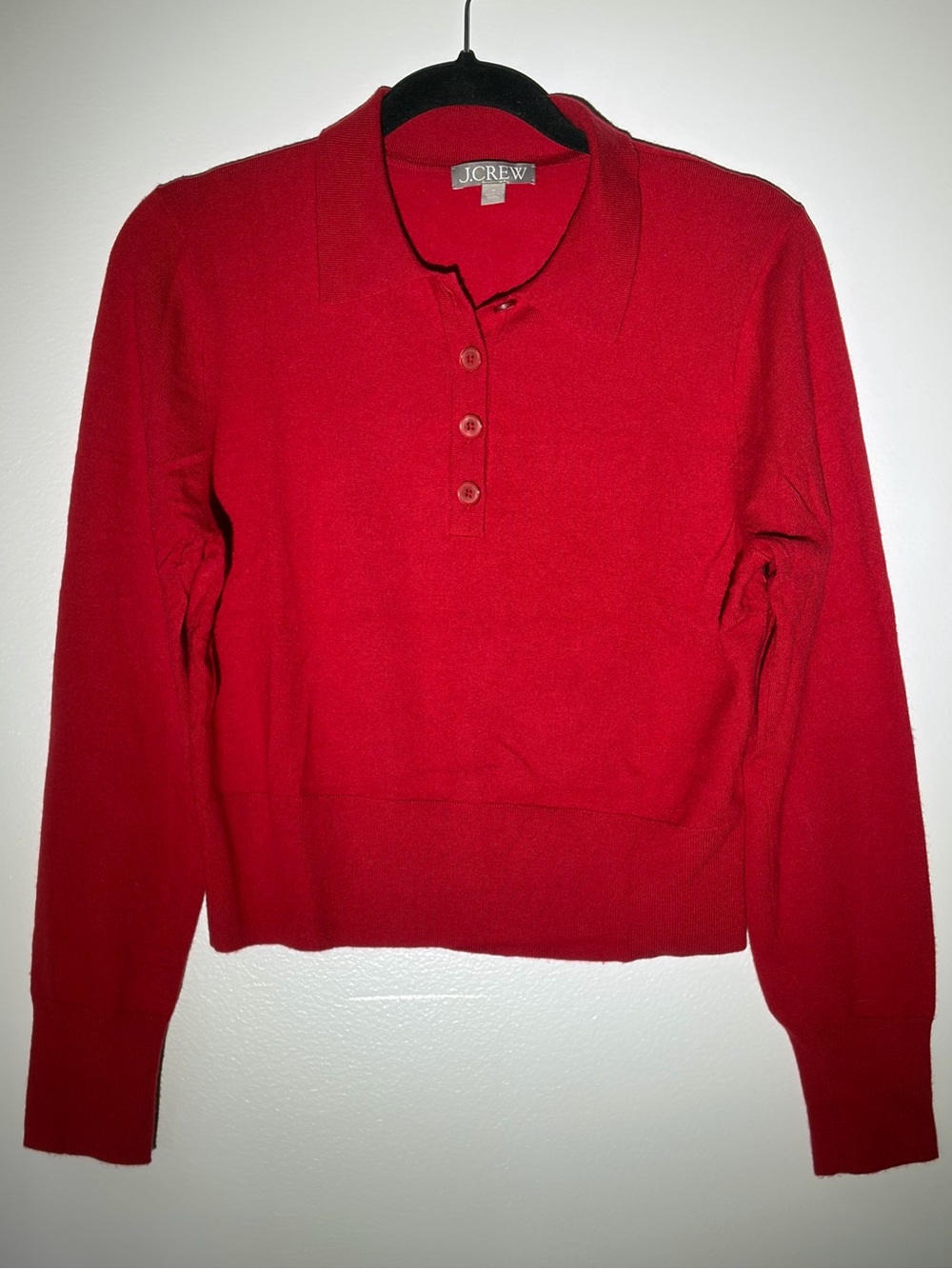 J. Crew Red Cashmere Blend Polo Pullover Sweater M